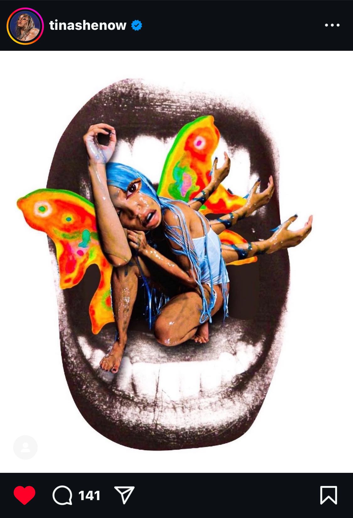 Marina's artwork reposted by Tinashe